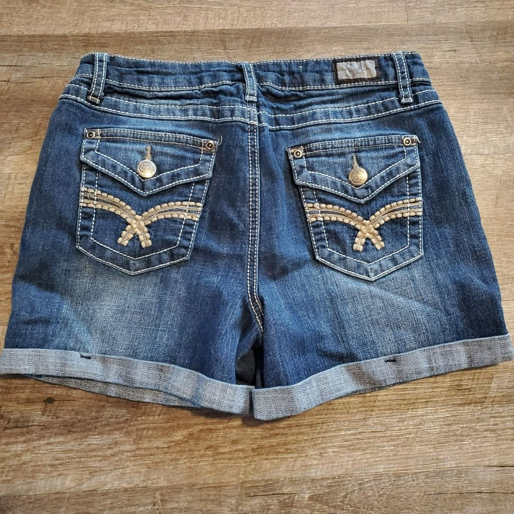 Earl Jeans Shorts Denim Juniors Sz 6 Dark Wash - Picture 2 of 7